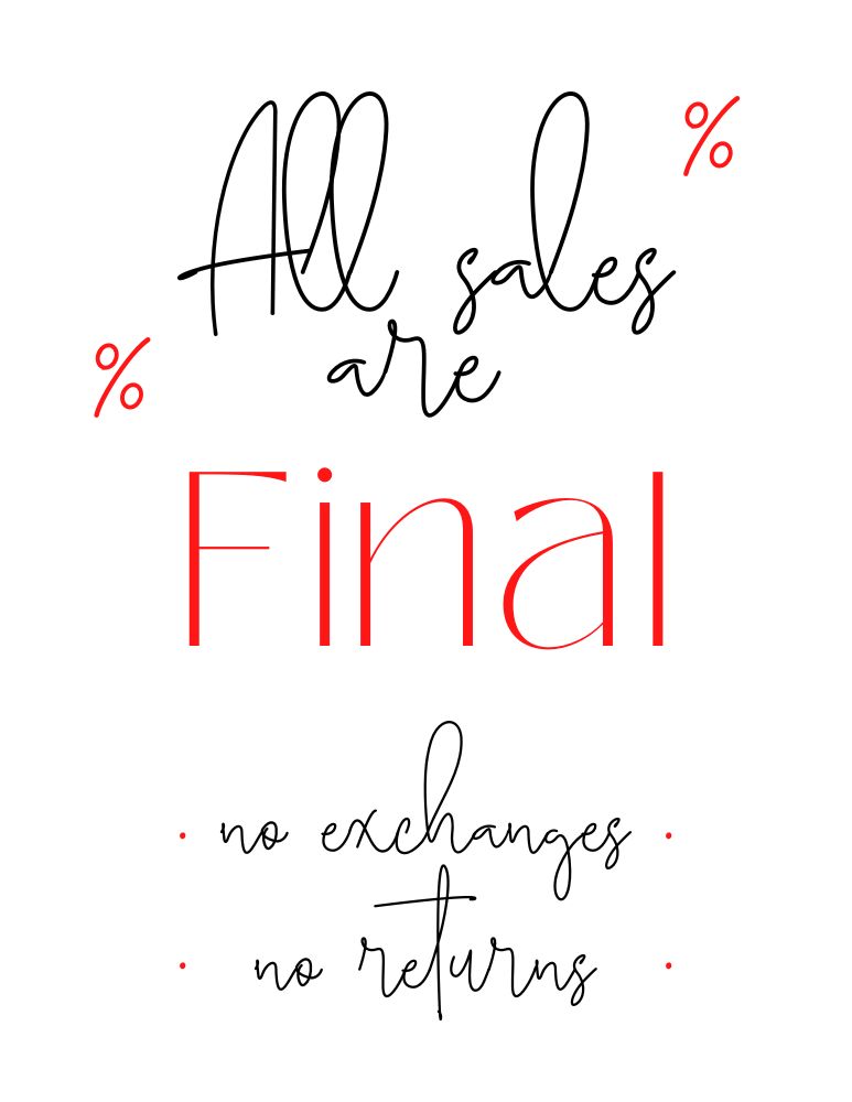 all sales are final elegant printable sign