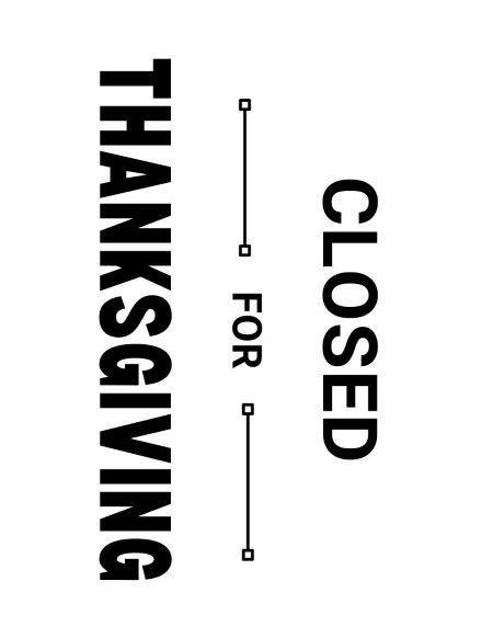 Horizontal Closed for Thanksgiving free printable sign with black text