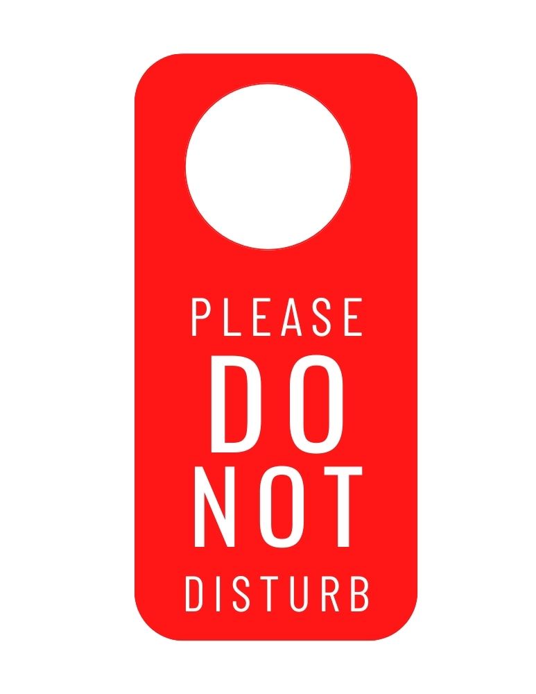 do not disturb printable door hanger on red backgroung preview