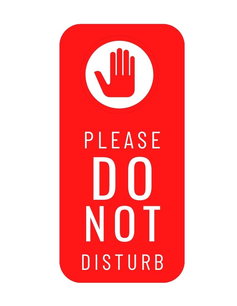 do not disturb printable vertical sign on a red background with a hand preview