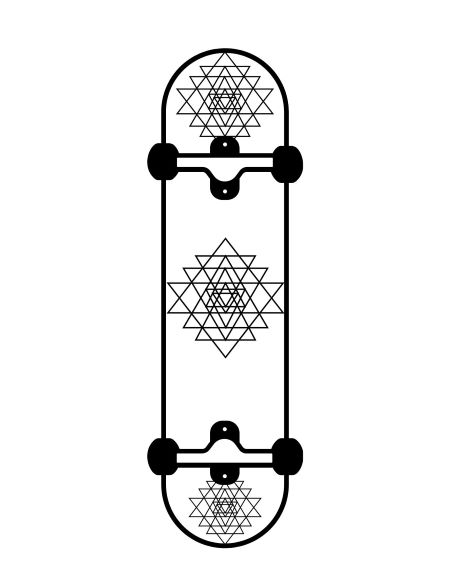 Skateboard with geomentry design printable coloring page