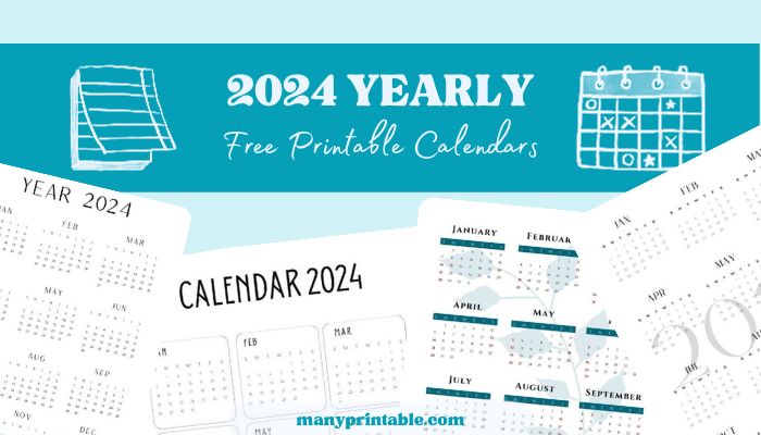 collection of 2024 yearly at a glance calendars