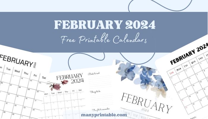 collection of printable february calendars 2024