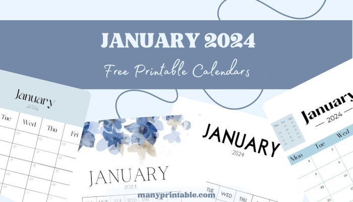 collection of printable january calendars 2024