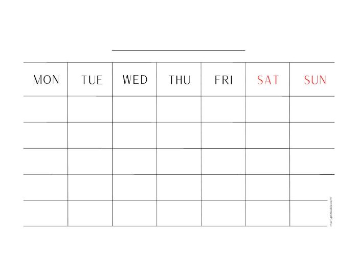 Free Printable Blank Monthly Calendars | Many Printable...