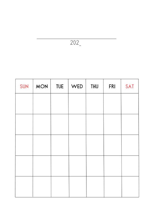 Blank printable calendar 2024 minimalist vertical design