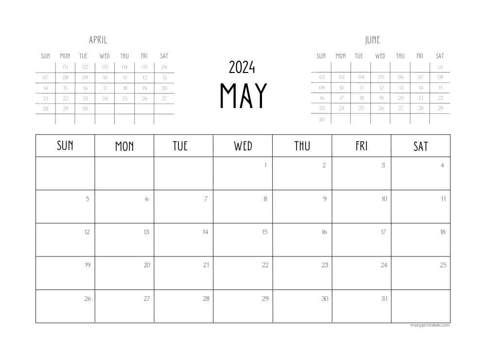 May 2024 calendar with April and June