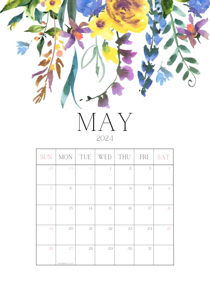 Free Printable May 2024 Calendars | Many Printable...