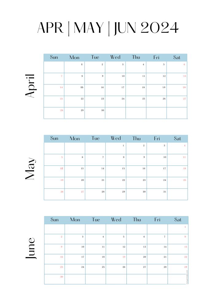 April-June 2024 Academic Calendar