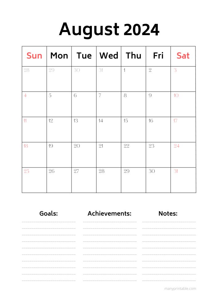 Printable August 2024 Calendars | Many Printable...