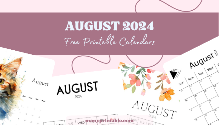 collection of august printable calendars