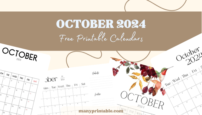 collection of printable October calendars
