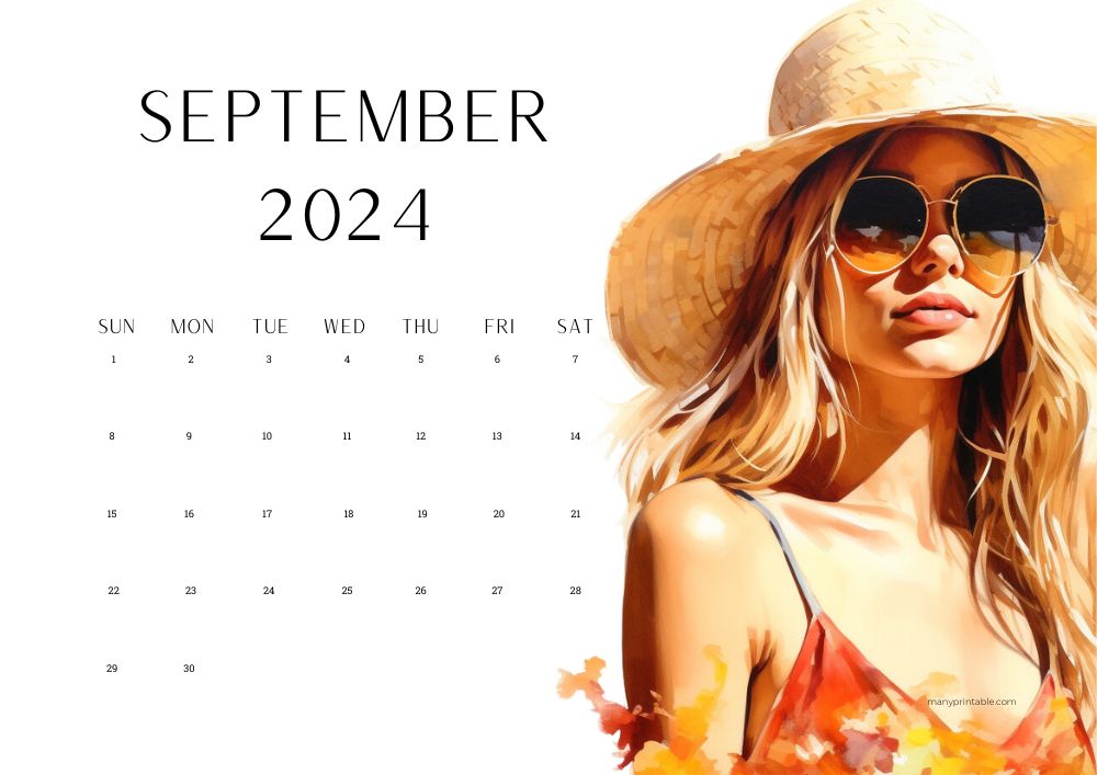 2024 September calendar with creative portrait