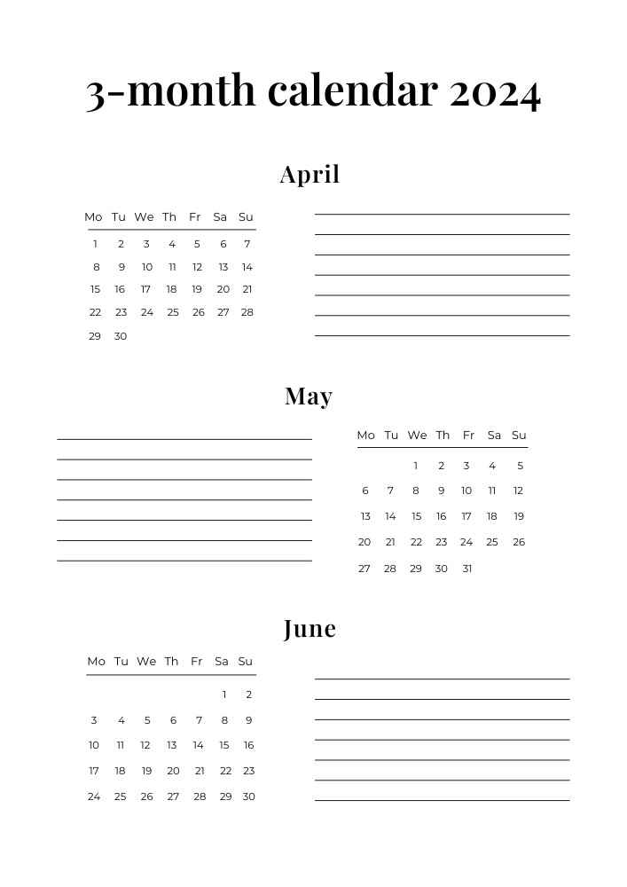 Free Printable April May June 2024 Calendars Many Printable...